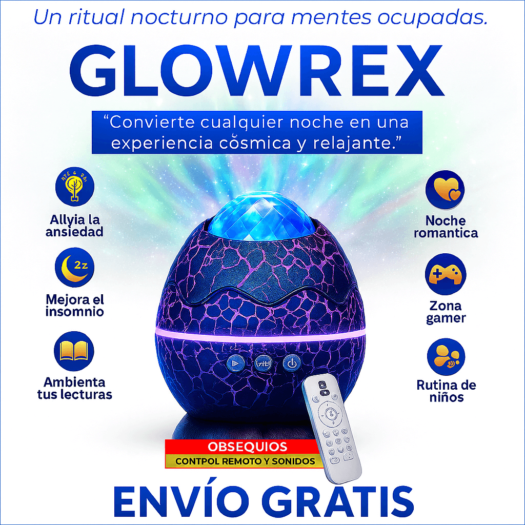 GLOWREX – Proyector Galáctico para Dormir Mejor, Relajarte y Crear Magia Nocturna